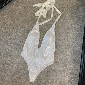 White snakeskin swimsuit